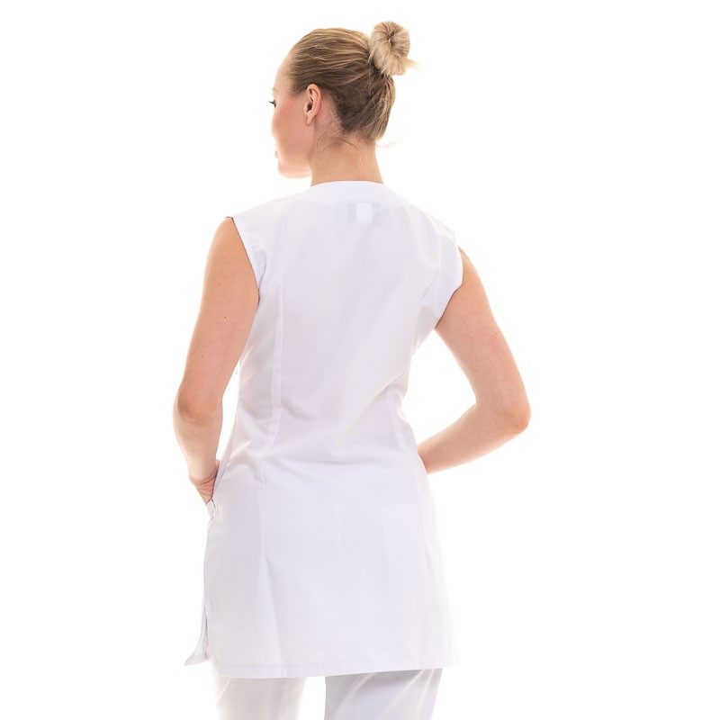 Women's White Sleeveless Work Tunic