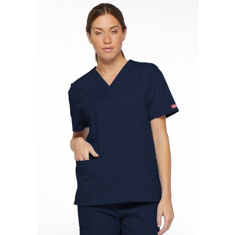 Unisex Medical Tunic Short Sleeves White V-Neck - DICKIES MEDICAL