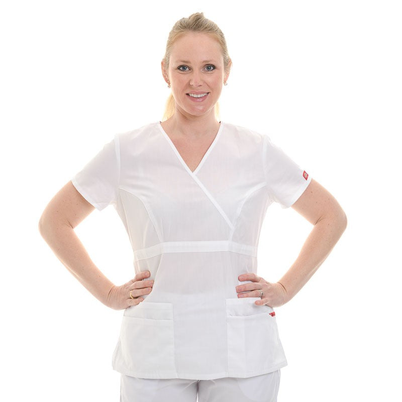 Women's Medical Tunic Short Sleeve V-Neck White