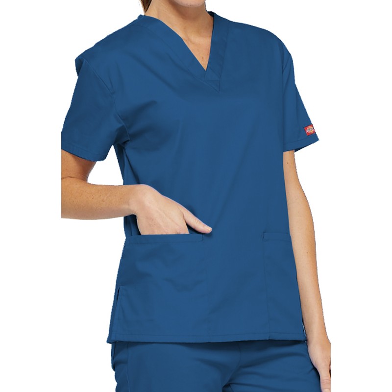 Unisex Medical Tunic Short Sleeves Royal Blue V-Neck