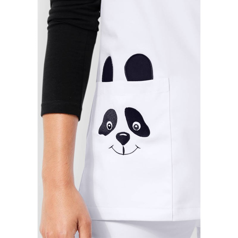 Women's Medical Tunic Short Sleeve White Panda Pattern