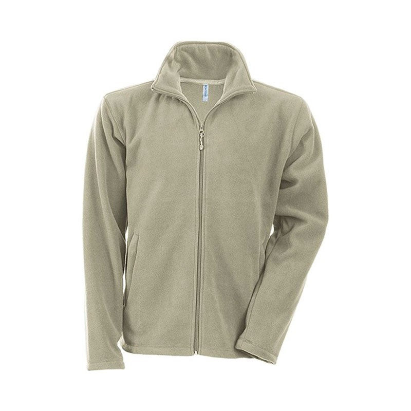 Men&#39;s Microfleece Zipped Work Jacket Beige - TOPTEX